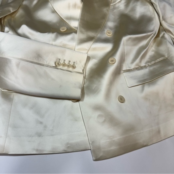 Helsa heavy satin Cream Double-Breasted Blazer - Picture 3 of 5